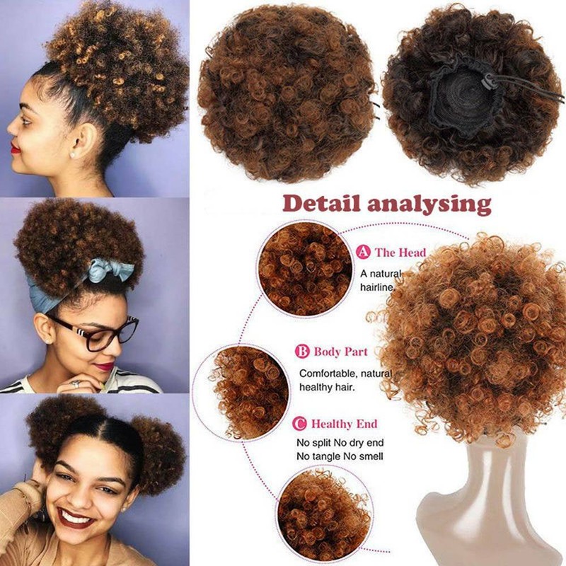 8 Inch Natural Afro Hair Bun High Puff Short Curly Hair Kinky