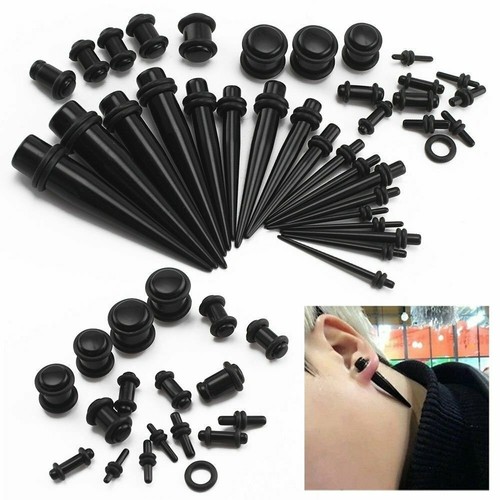 36-tlg Set Tunnel Dehnstab schwarz ab Titan Acryl Expander Plug Dehnungsstab Ohr