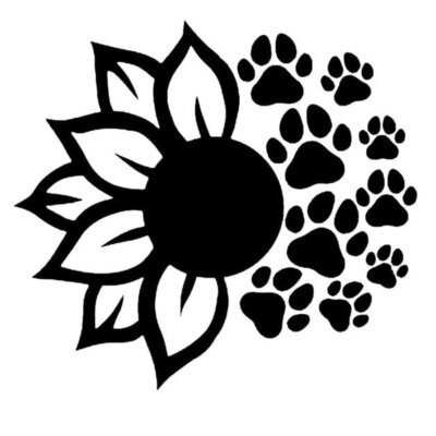 Sunflower Dog Paws 2 Vinyl Decals Car Window Laptop Tablet Notebook Tumbler Mug