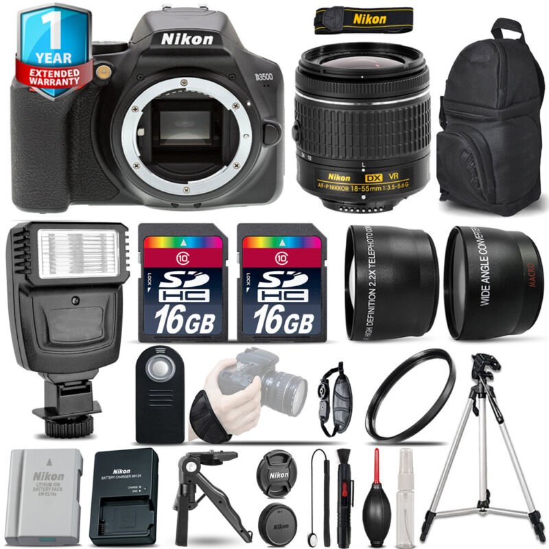 Nikon D3500 Dslr Camera + 18-55mm Vr - 3 Lens Kit + Extra Battery + 1yr Warranty