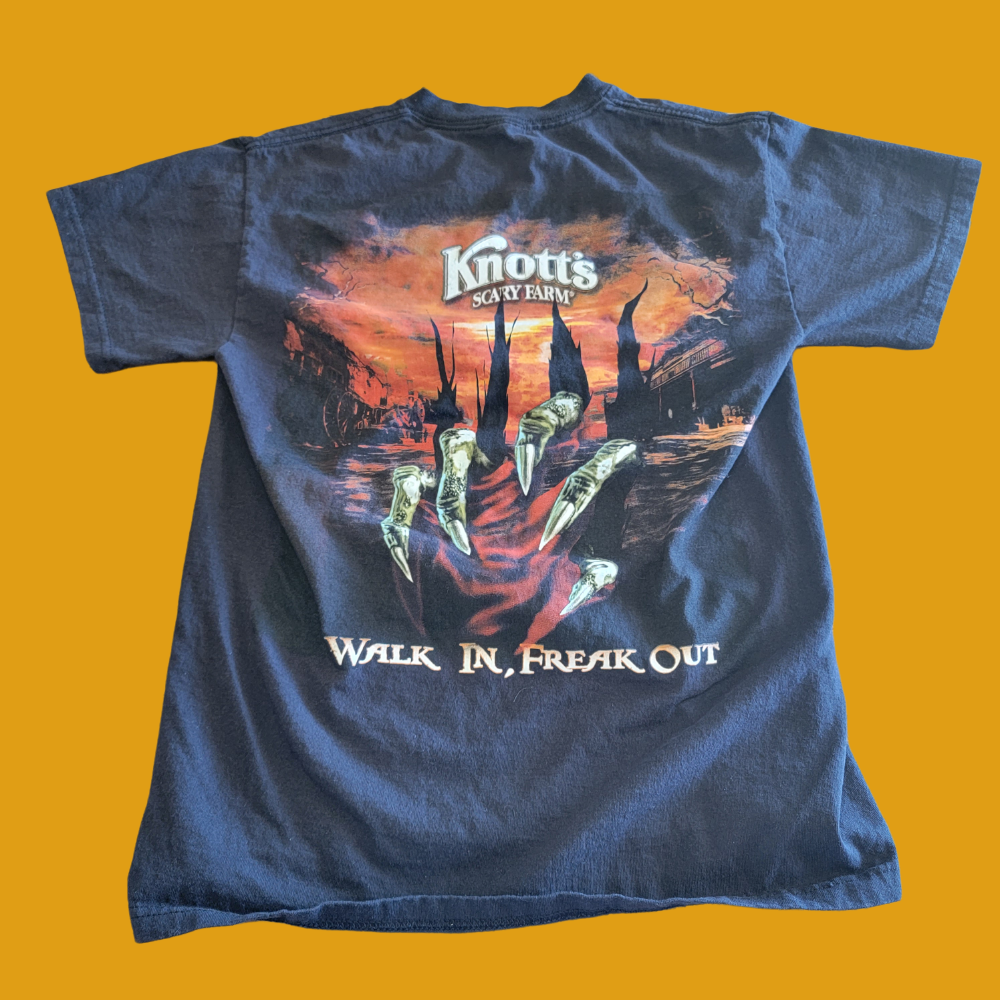 KNOTT'S SCARY FARM HALLOWEEN HAUNT RARE 2008 BLACK T SHIRT ADULT SMALL SM