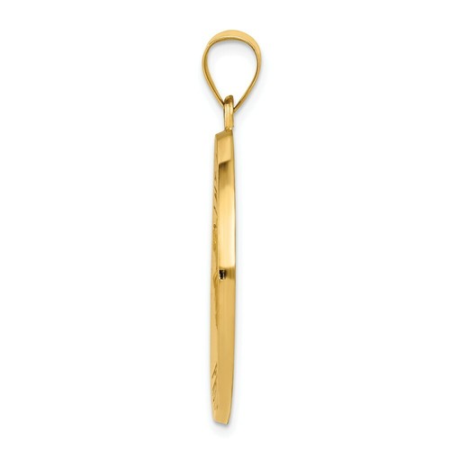 Pre-owned Goldia 14k Yellow Gold Satin & Polished St. Christopher Protect Us Medal Round Pendant