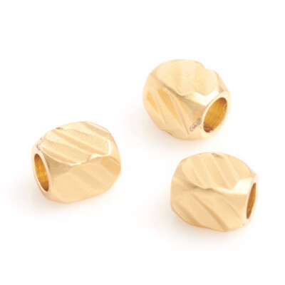 50pcs Cuboid Brass Spacer Beads Matte Gold 3x2.5mm Textured Loose Bead