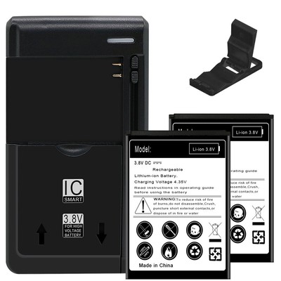 High Capacity 2x 1600mAh Battery Charger Bracket f Consumer Cellular Doro 7050