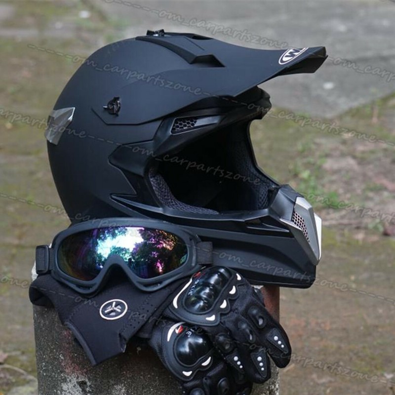 DOT Motocross ATV Dirt Bike UTV Off Road Enduro Helmet + Goggles + Gloves + Mask