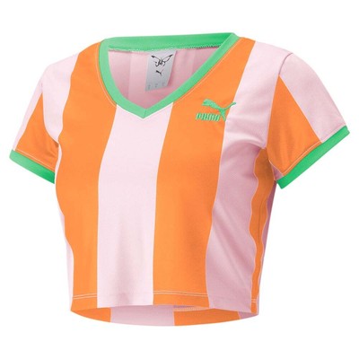 

Puma X DL Striped Slim Tee Женские оранжевые повседневные топы 536637-86, Оранжевый