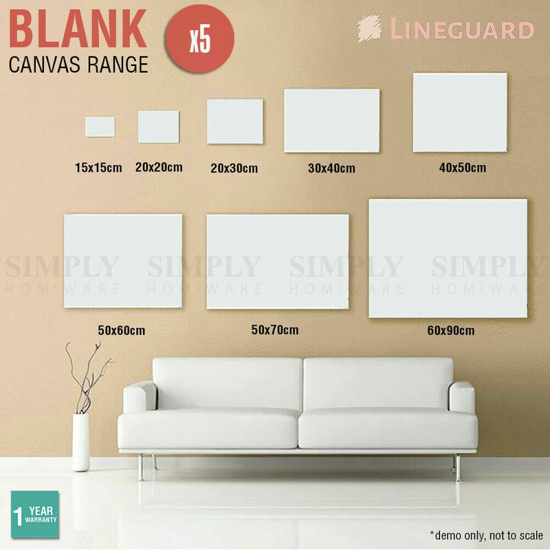 5x Blank Artist Stretched Canvas Canvases Art Large White Range Oil Acrylic Wood
