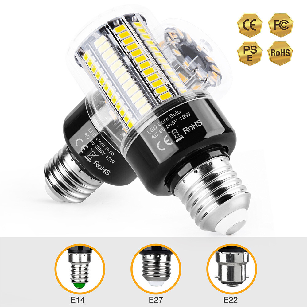 4Pack LED Light Bulb E26/27 E14 B22 Corn Light Bulb Lamp SMD5736 Cool/Warm White