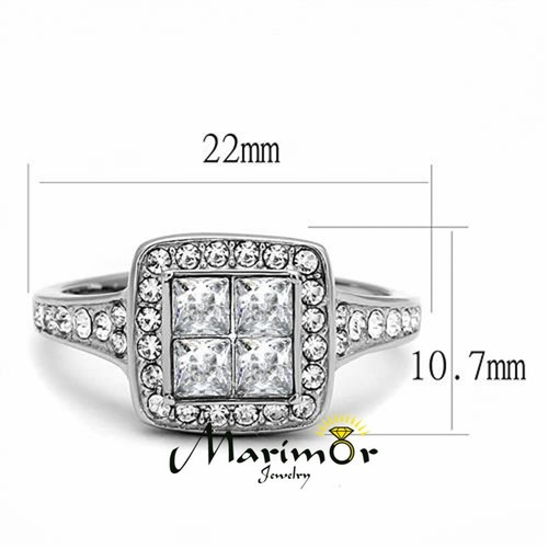 Women's 1.06 Ct Princess & Round Cut CZ Stainless Steel Engagement Ring Sz 5-10