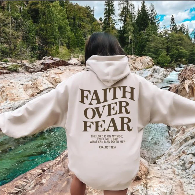 Faith over Fear Christian Hoodie for Woman Christian Sweatshirt Jesus Sweatshirt