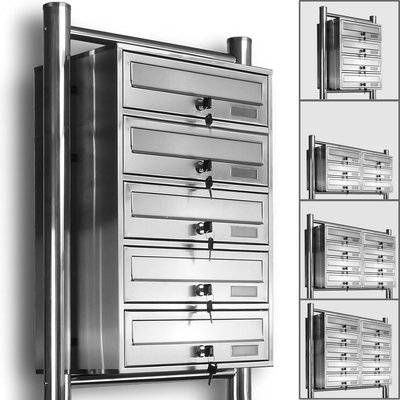 Kelvin® Edelstahl Standbriefkasten Briefkasten Anlage 3,4,5,6,8,10 & 12er 