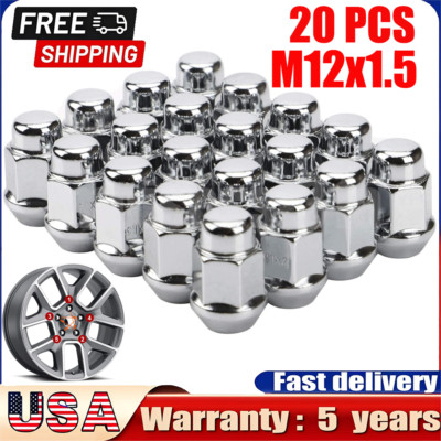 20PCS Lug Nuts Bulge Acorn M12x1.5 Chrome Wheel Nut For Ford Fusion Focus Escape