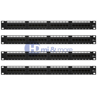 4x CAT6 UTP 24 PORT NETWORK LAN PATCH PANEL 1U 110 WITH CABLE MANAGEMENT