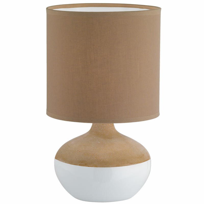 Tischleuchte Stoff Braun WeiÃ Keramik 1xe14 Max. 30w/230v Led Tauglich 32cm