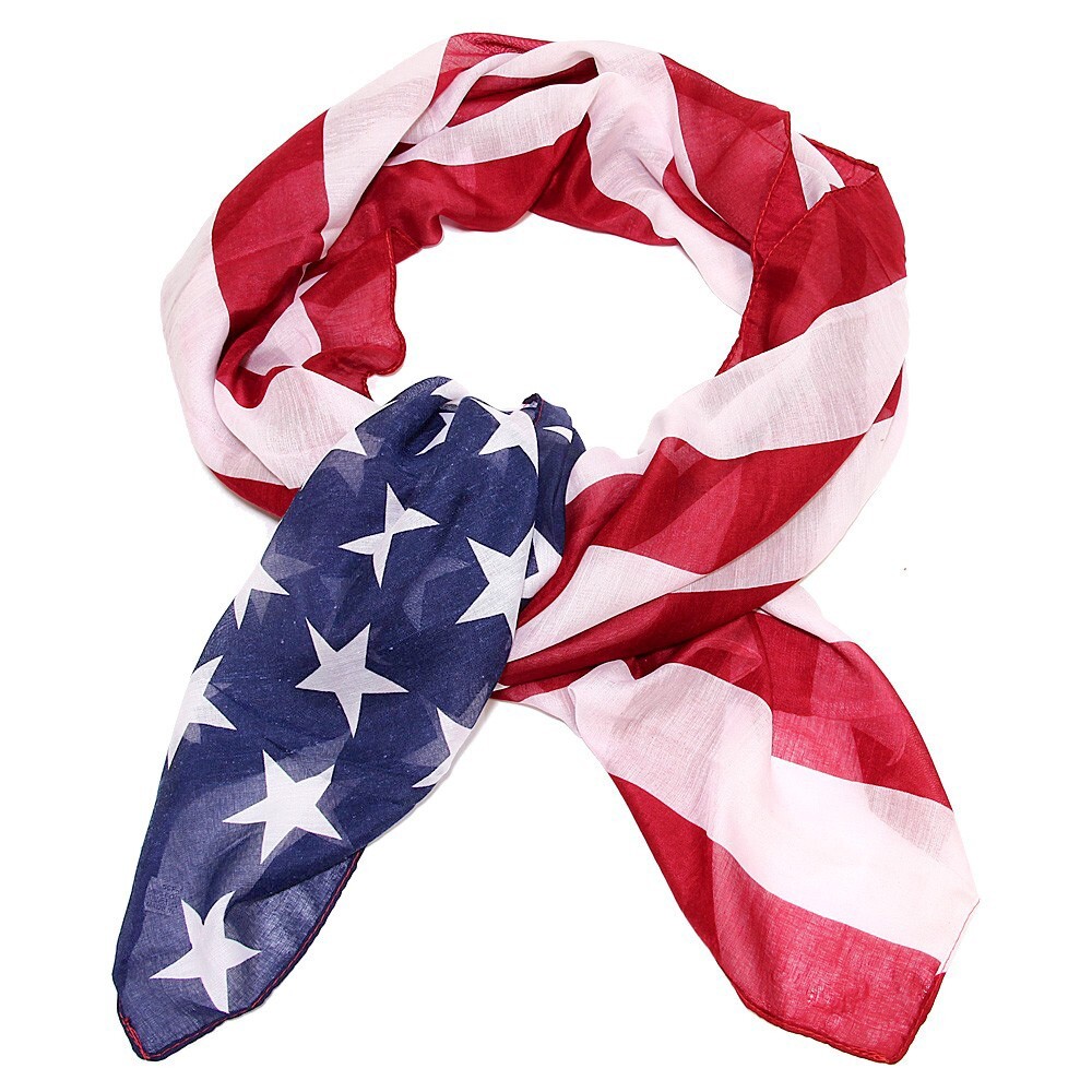 Large USA American Flag Scarf Beach Wrap Soft Lightweight 72" X 36"