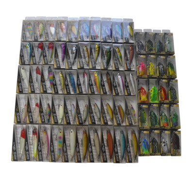 70pcs Mixed Fishing Lures Crankbait Popper Shad VIB Minnow Bass Frog Crank Bait