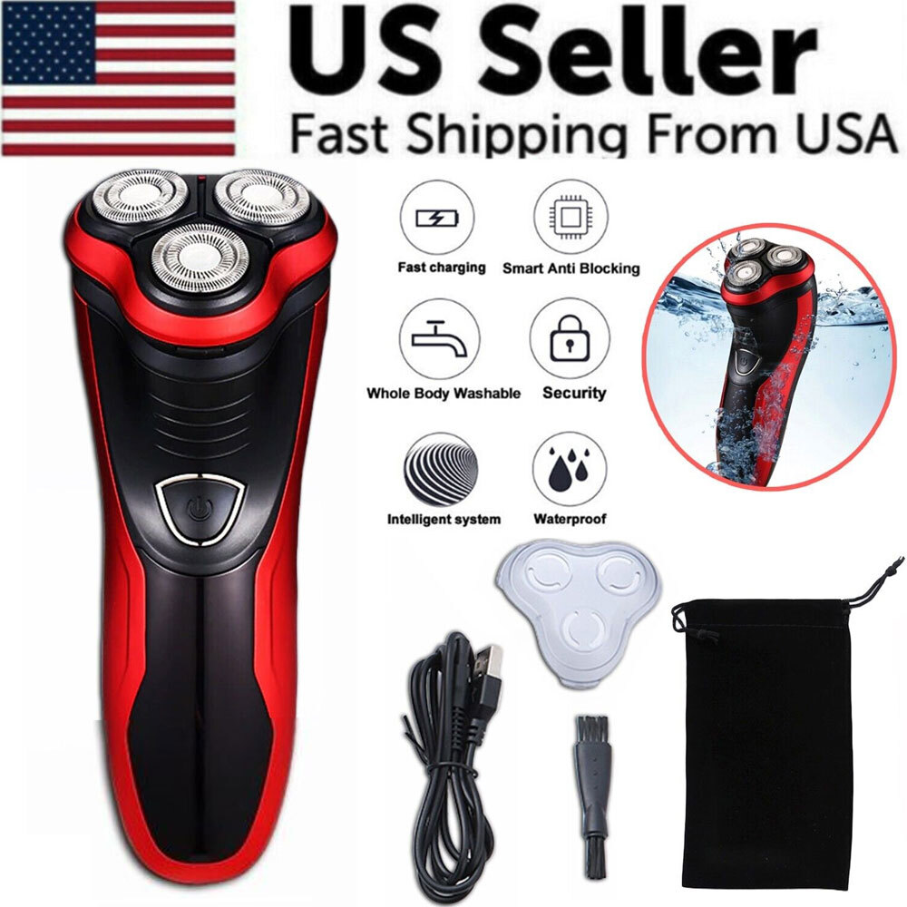 Men's Electric Shaver Rotary Razor Pop-Trimmer Waterproof We