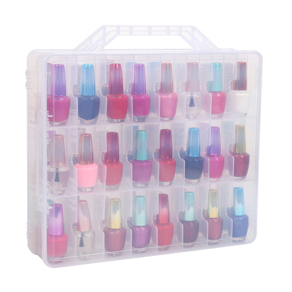 Plastic Nail Polish Box Adjustable Dividers Space Case Organizer Nail