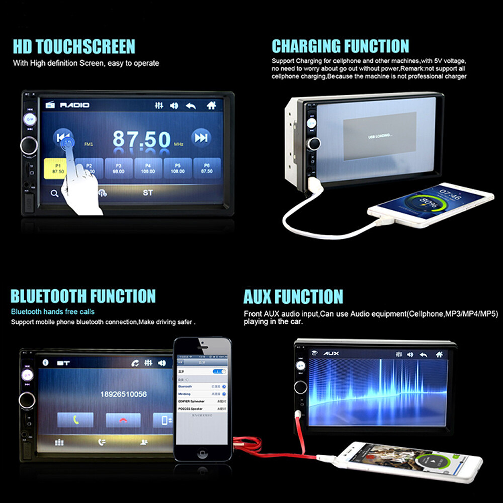 Купить Магнитолы Podofo 7" Double 2 DIN Car Radio Stereo BT FM USB TF ...