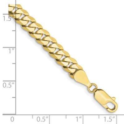 Pre-owned Superdealsforeverything Real 10kt Yellow Gold 5.75mm Flat Beveled Curb Chain Chain Bracelet; 7 Inch