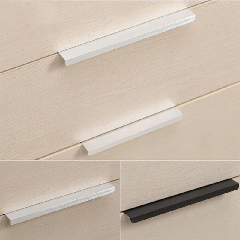 Door Cupboard Kitchen Cabinet Pulls Hidden Handle Drawer Knob Zinc