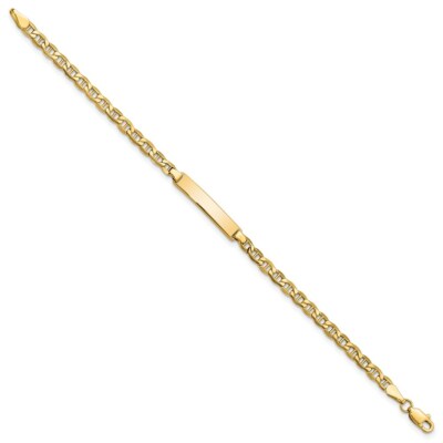 Pre-owned Skyjewelers Real 14kt Semi-solid Anchor Link Id Chain Bracelet; 7 Inch In Yellow