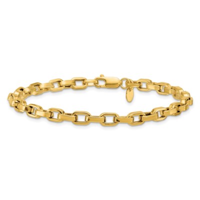 Pre-owned Diamond2deal 14k Yellow Gold Polished 4.6mm Oval Link Bracelet 8" For Women 4.59g