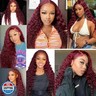 Wine Red Bundles Human Hair Deep Wave Bundles 16 16 16 Inch #99J Burgundy Deep Wave Bundle Unprocessed Brazilian Virgin Weave Hair 3 Bundle 50 Gram Per Bundle