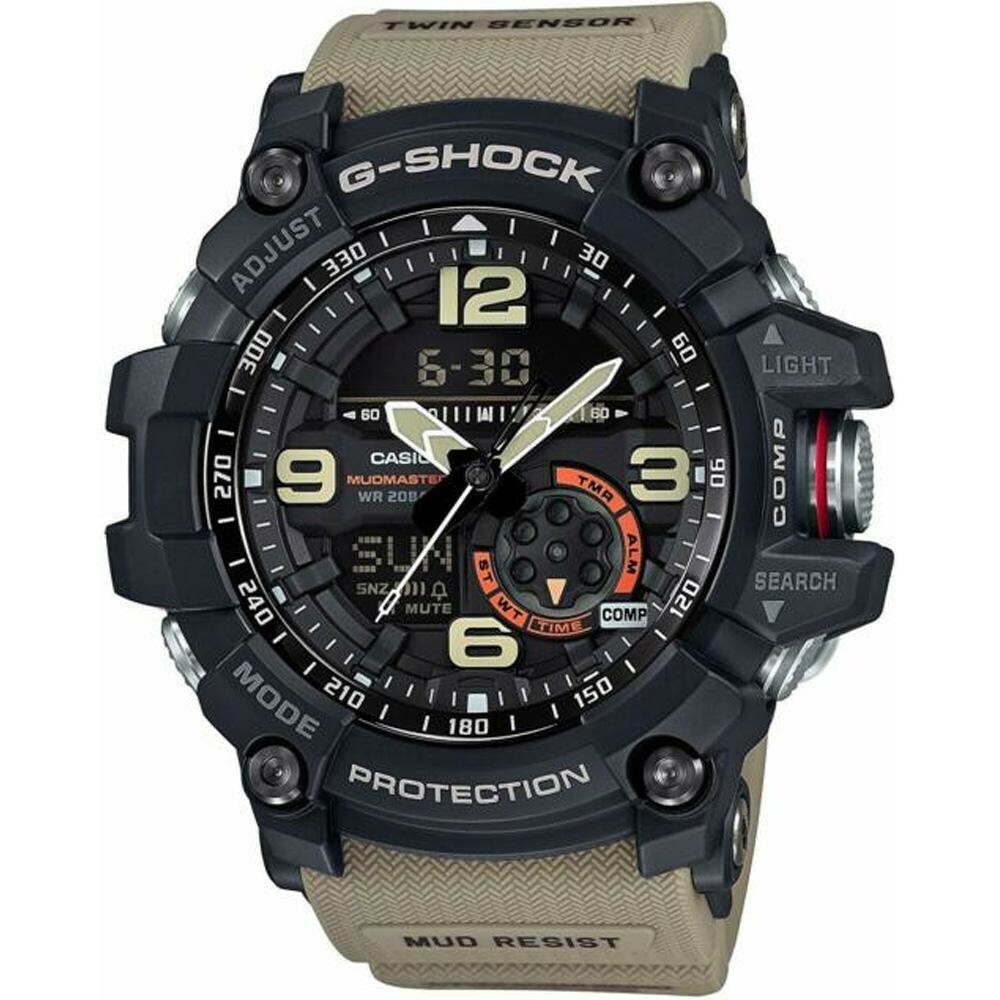 Pre-owned Casio G-shock Black Dial Tan Resin Strap Mens Watch Gg1000-1a5