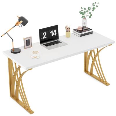 Tribesigns Computer Desk 29.53''X55.12''X23.62'' Open Back+Reclaimed Wood White