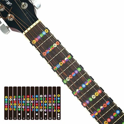Guitar Trainer Color Coded Fretboard Map Note Stickers For Beginner / Learning