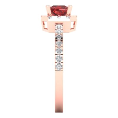 Pre-owned Pucci 1.4 Ct Princess Cut Real Red Garnet Bridal Statement Designer Ring 14k Pink Gold