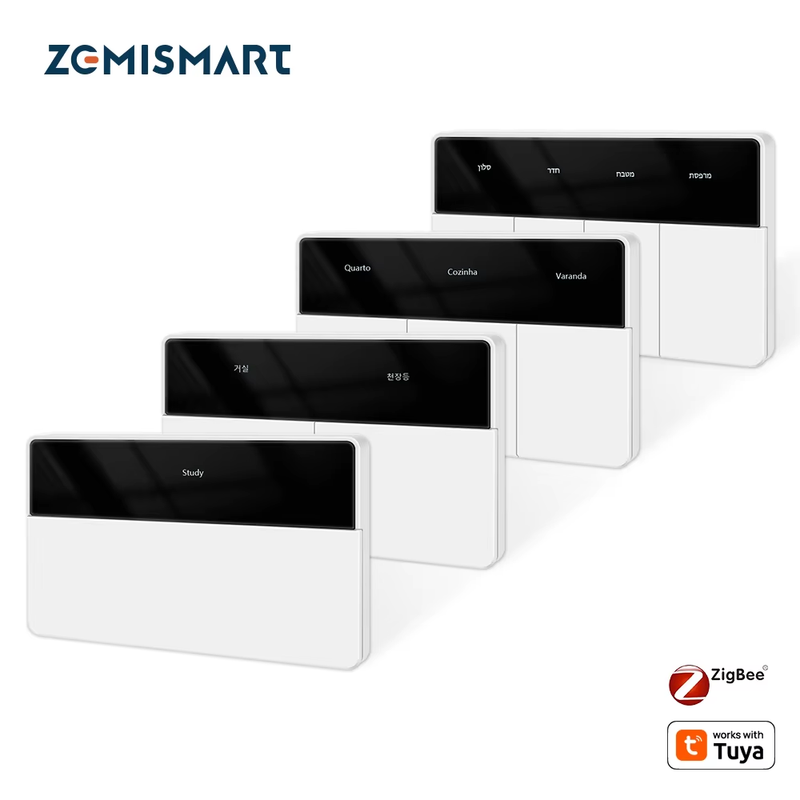 Zigbee DIY Name Switch Horizontal Display Screen Big Push Button Work with Tuya