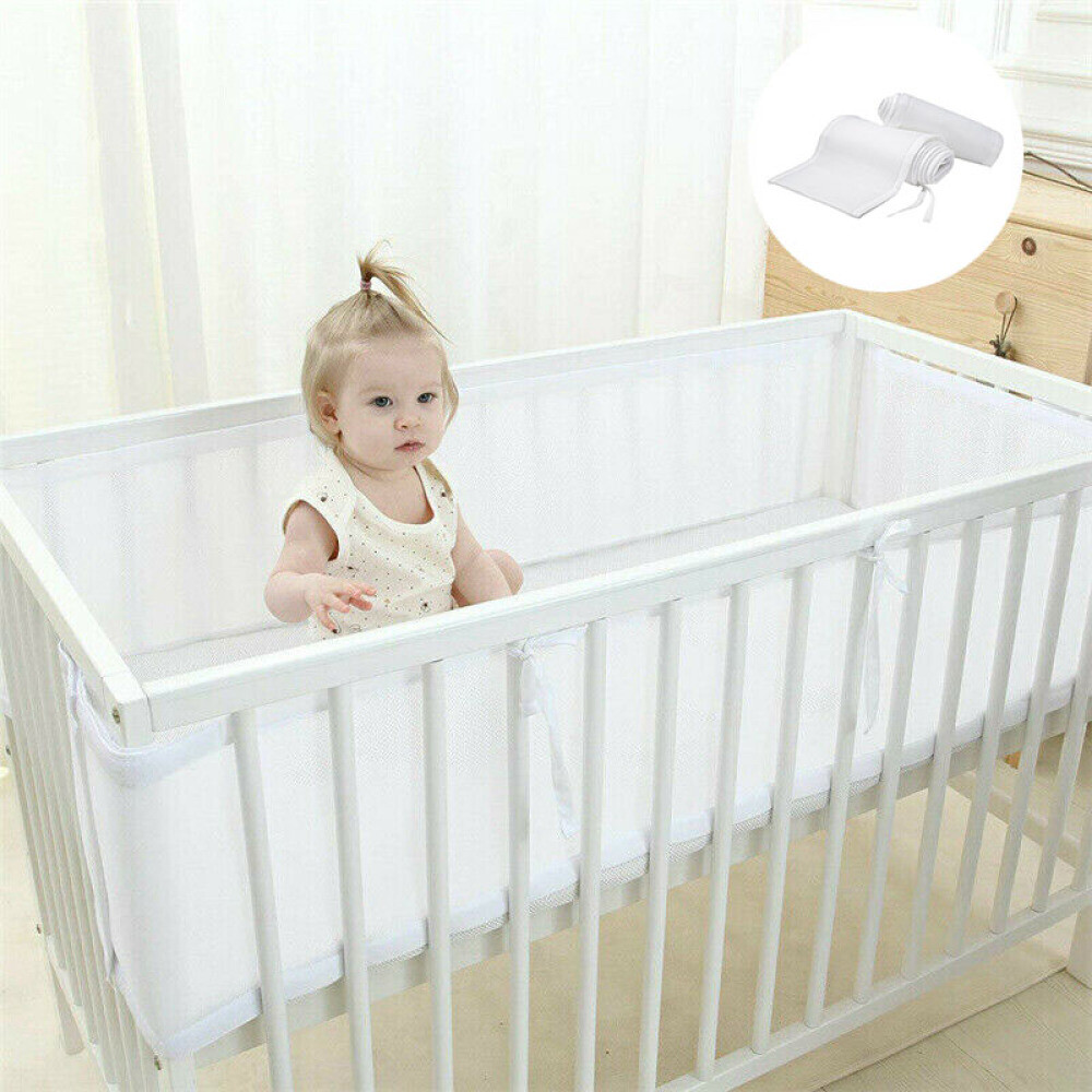 Foldable Baby Breathable Air Mesh Crib Liner Wrap Nursery Cot Bed