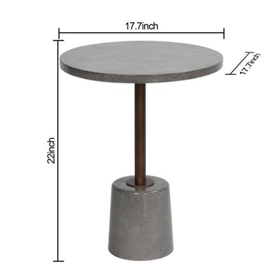 StyleCraft End Table 17.75'' W X 22'' H, Concrete Cement, Aged Bronze Metal Frame
