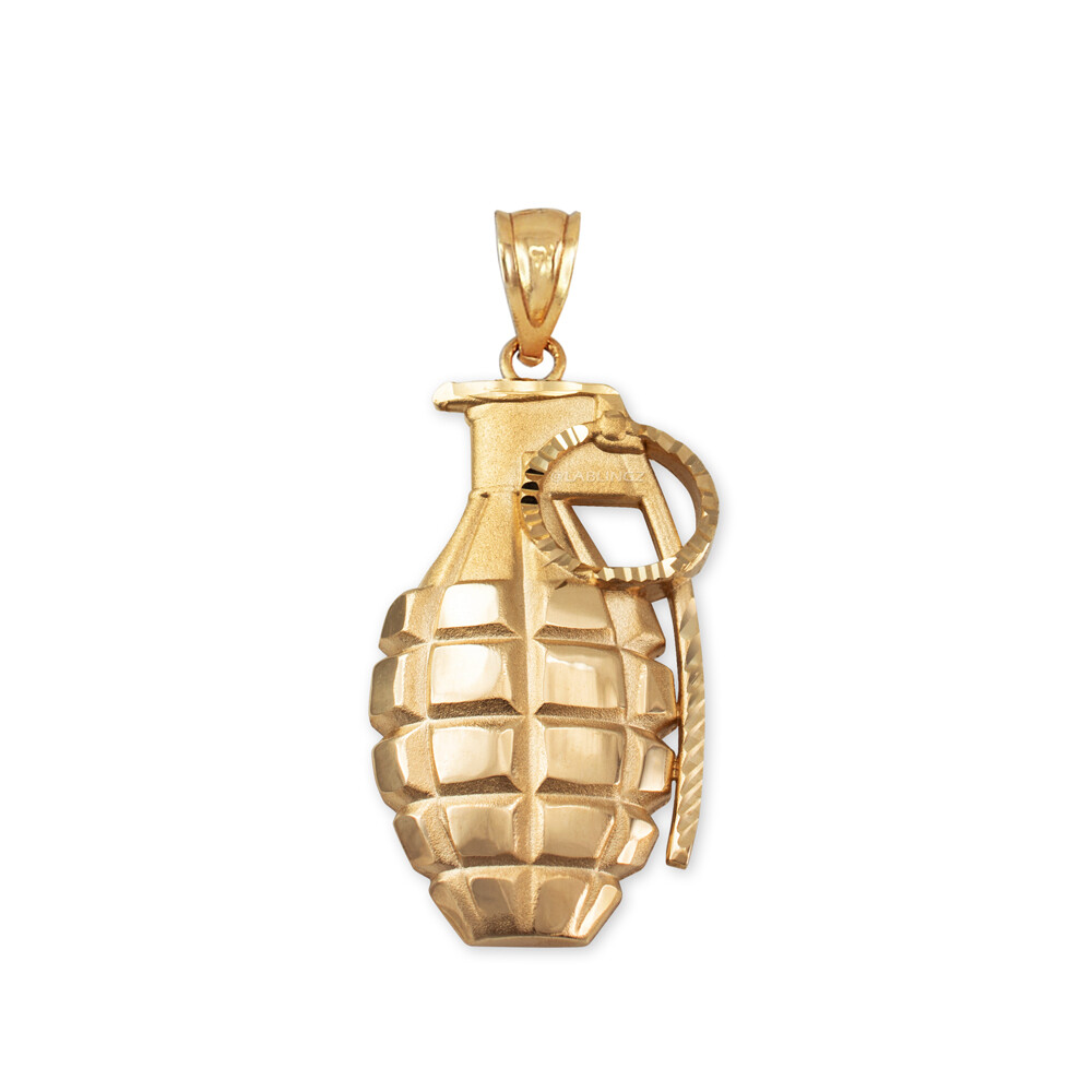 Pre-owned La Blingz Yellow Gold Grenade Satin Dc Pendant Necklace