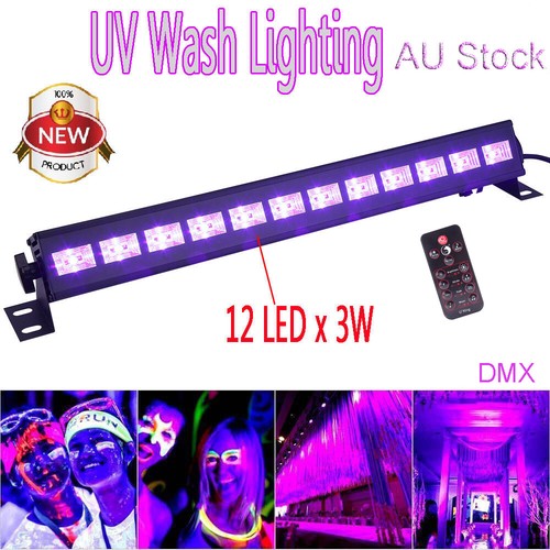U`King UV 12LED Black Light Wall Wash Stage Lighting Remote Control KTV DJ Disco