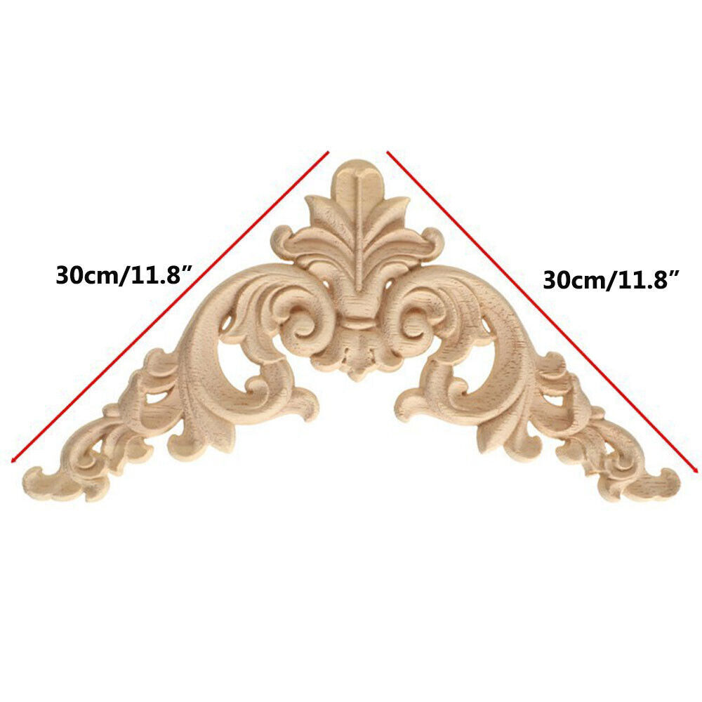 4pcs Unpainted Wooden Carved Corner Onlay Applique Furniture Moulding Decals