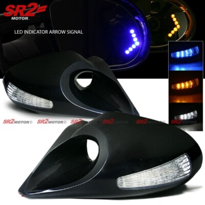 For 96-00 Honda Civic 2/3DR EK Z4 Style LED Arrow Signal Power Black Side Mirror