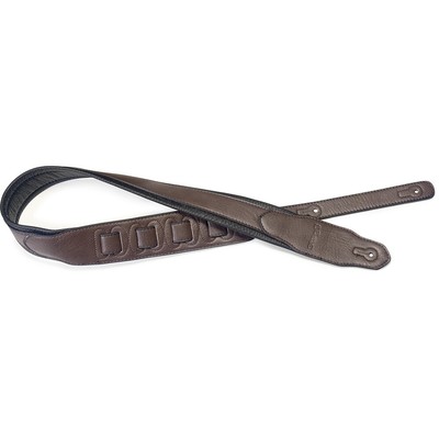 Stagg Dark Brown Padded Leatherette Guitar Strap w/ Triangular End