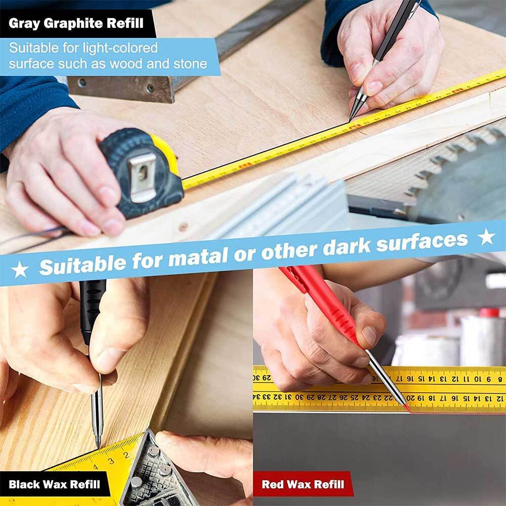 40pcs Deep Hole Solid Carpenter Pencil Marker Woodworking Marking Mechanical Kit