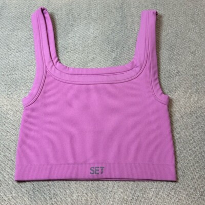 SET ACTIVE Ribbed Tank Top Size Small Barbie Pink Shirt