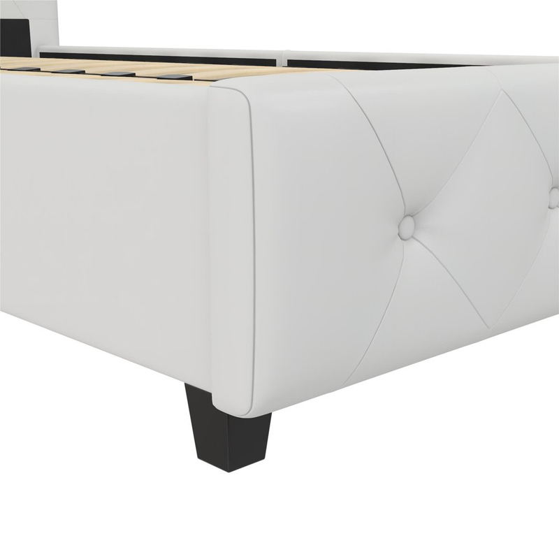 DHP Dakota Tufted Upholstered Platform Bed Frame, Twin, White Faux Leather
