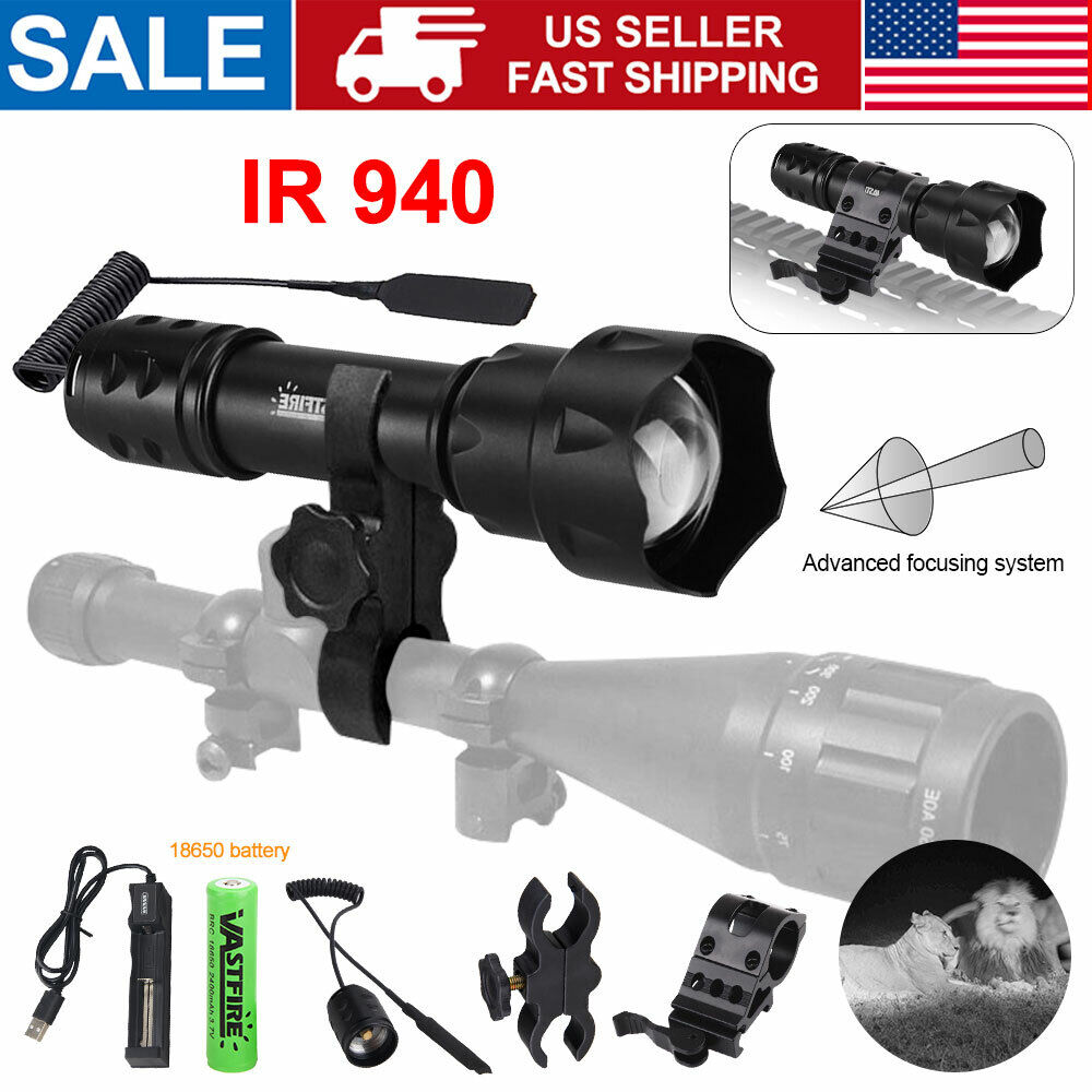 IR 850/940nm LED Flashlight Infrared Illuminator Night Vision ZOOM Hunting Torch