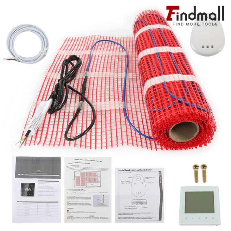 Electric Floor Heat Mat Kit (10-100sqft), 120V Underfloor Radiant Heating