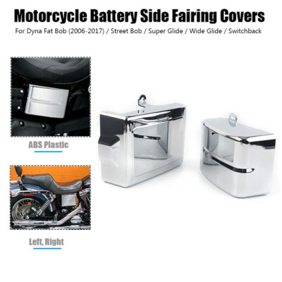 Chrome Left & Right Battery Side Fairing Cover For Harley Dyna Fat / Street Bob