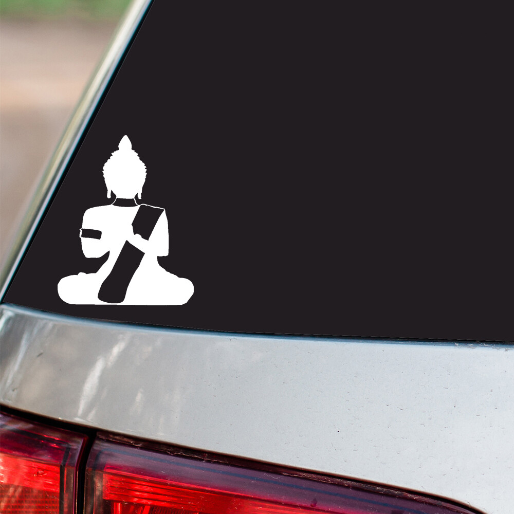 Sitting Buddha Sticker OM Hindu Religious S5 all chrome & regular vinyl colors