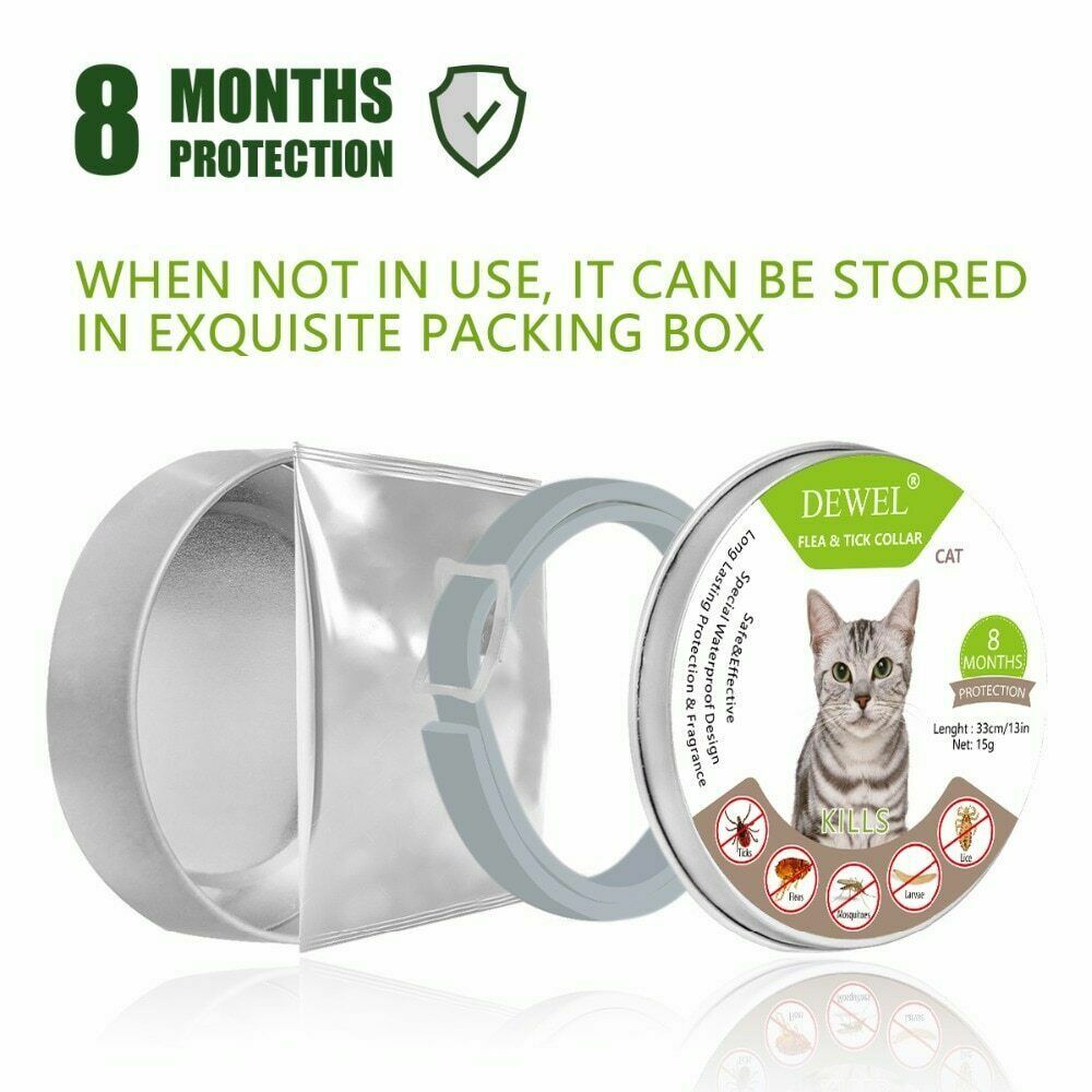 33 cm DEWEL CATS Seresto Flea And Tick Collar For Cats Dogs 8 Month Protection