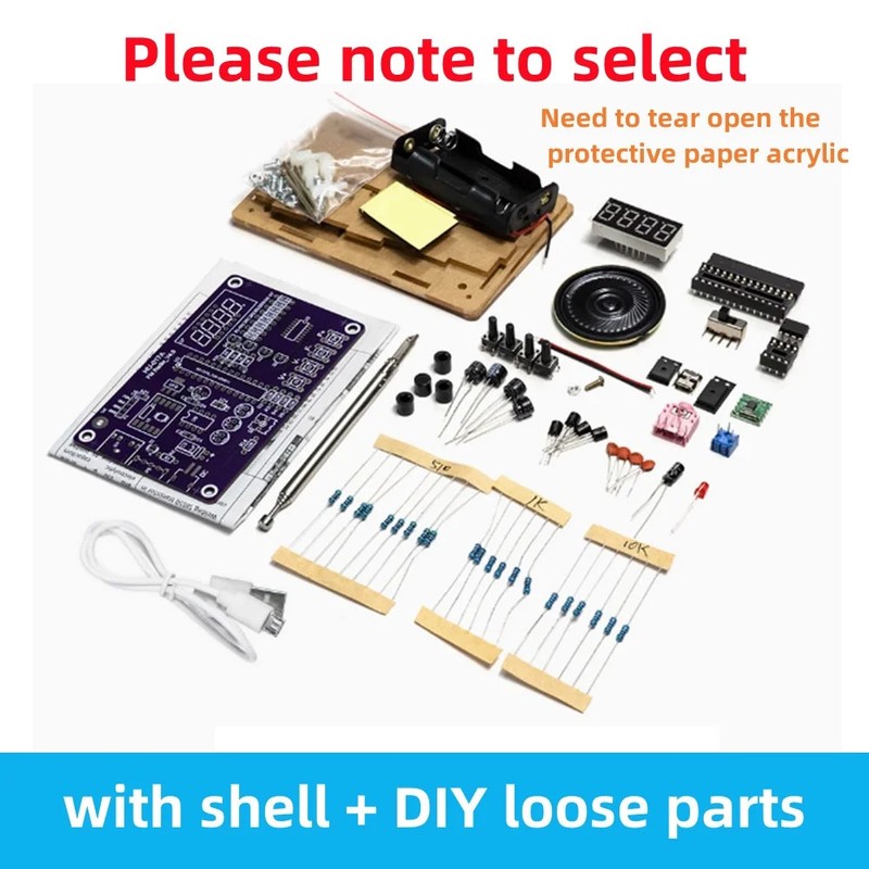 DIY FM Radio Electronic Kit, Adjustable Frequency 87-108MHz, Soldering Project