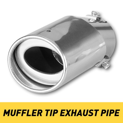 Muffler Tip Exhaust Pipe Effect Chrome Stainless Car Steel Fit 1.75-2.5 inch EAD
